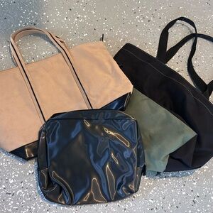 Women’s Black and Beige Tote & Pouch Set